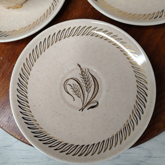 ROYAL CHINA 3 Sets of Gilded Wheat Tea Coffee Cups and Saucers 22 Kt. Gold Trim - Picture 3 of 10